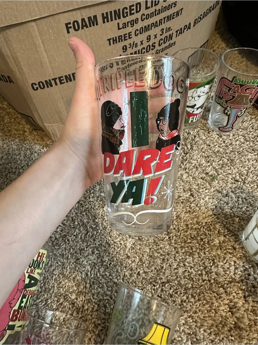 Set of 6 Christmas Story Glass cups